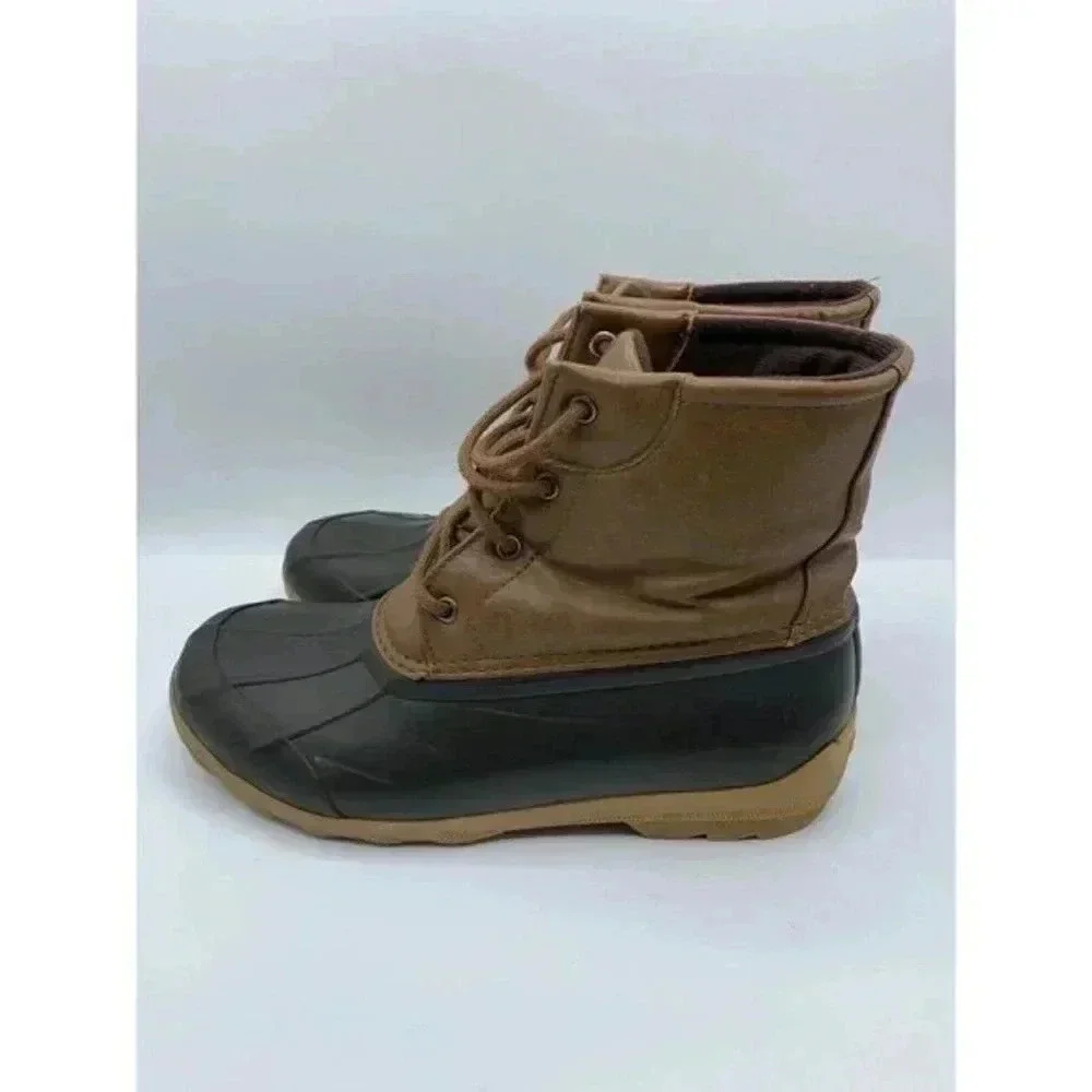 Sperry Port Boots Youth‎ Boys 5 M Brown Leather Duck Rain Lace Up Ankle Outdoors